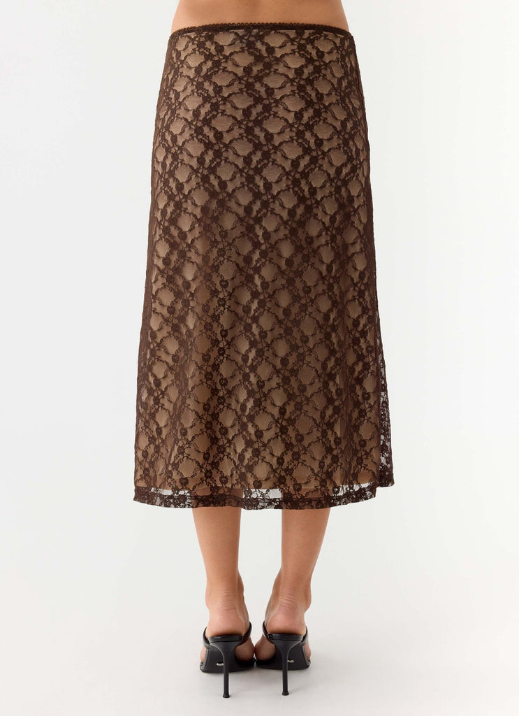 Malachie Lace Midi Skirt - Chocolate