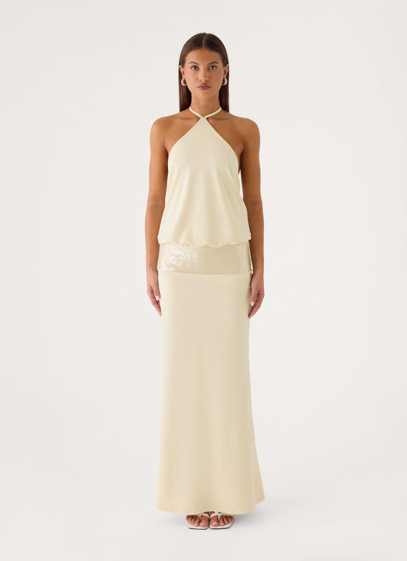 Marcie Halter Maxi Dress - Butter Yellow