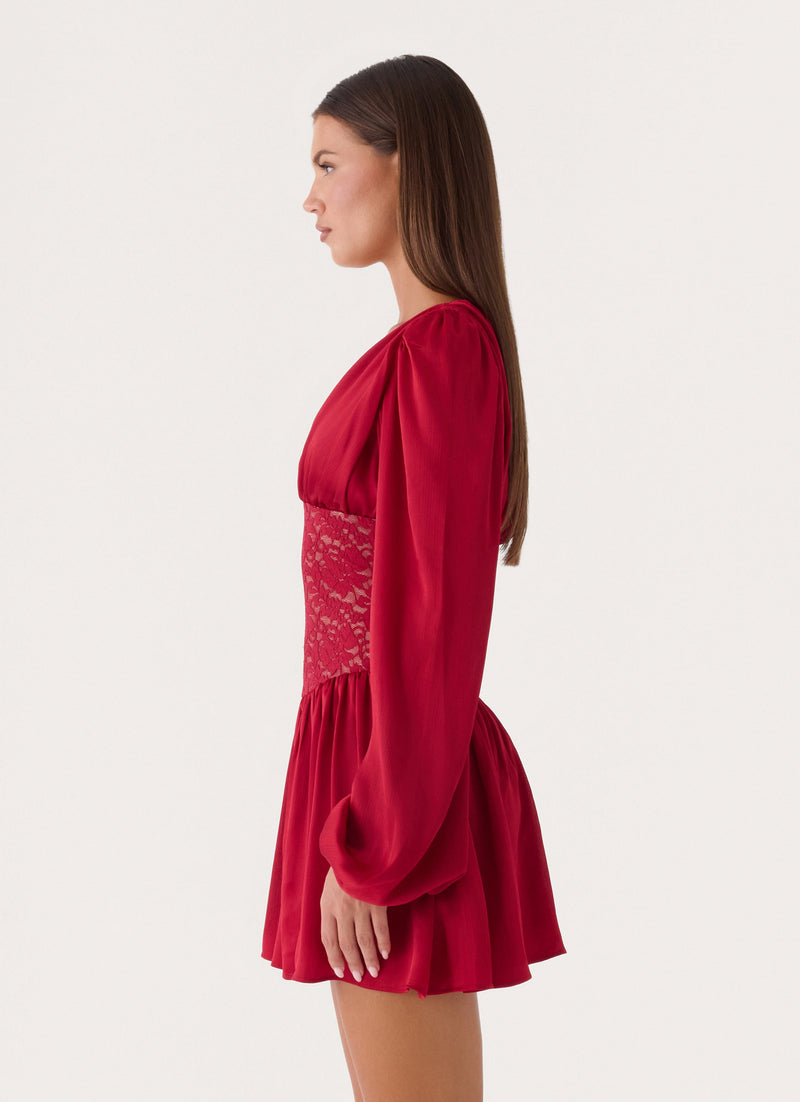 Mariana Lace Mini Dress - Red