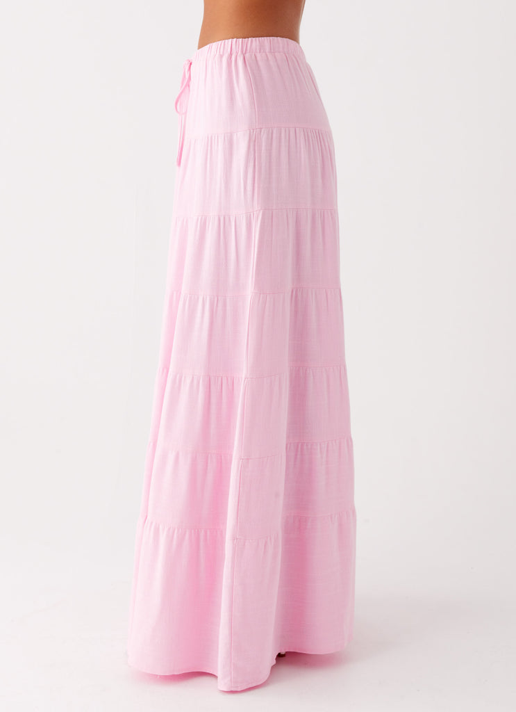 Mariella Linen Maxi Skirt - Pink