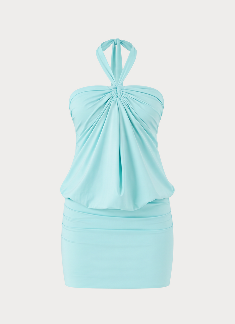 Marimae Halter Mini Dress - Aqua