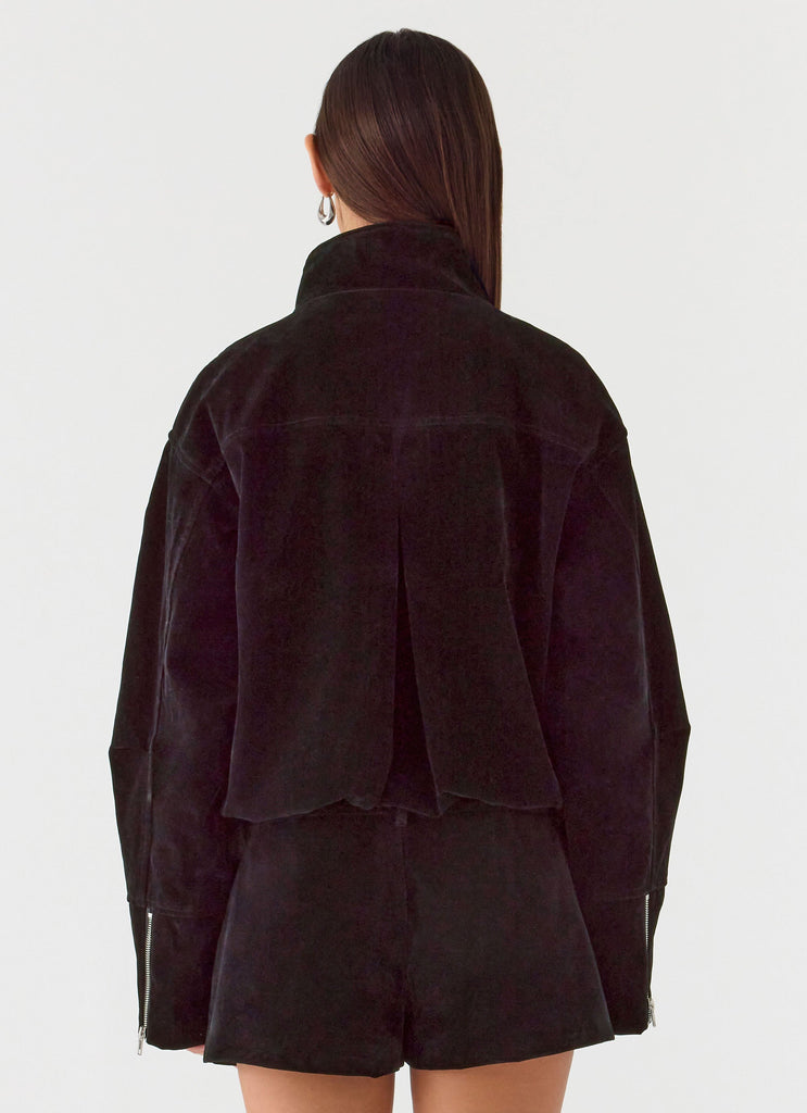 Marlow Faux Suede Jacket - Black