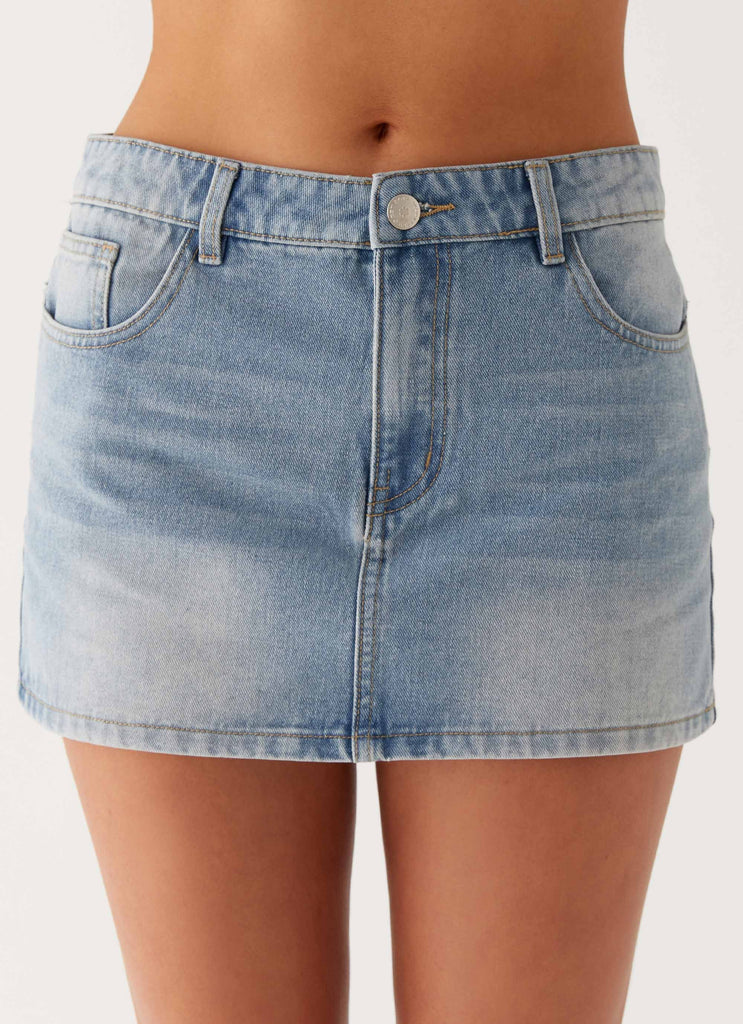 Maysa Low Rise Mini Skirt - Blue – Peppermayo UK