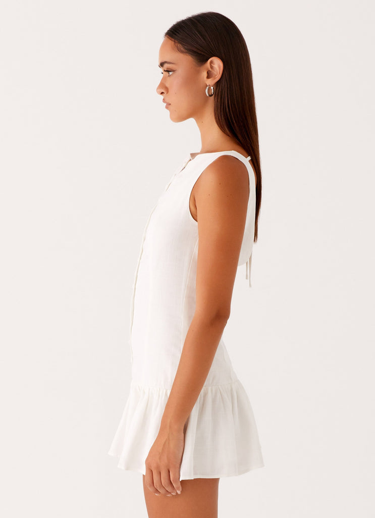 Meggie Linen Mini Dress - White