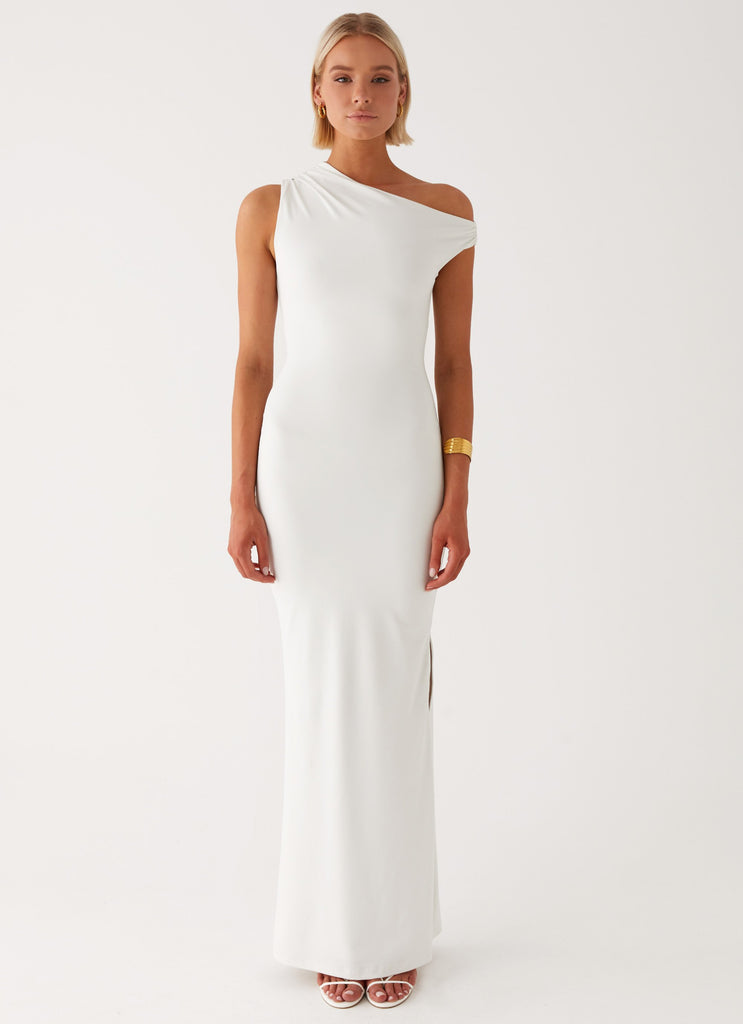 Womens Mendes Maxi Dress in the colour White in front of a light grey background