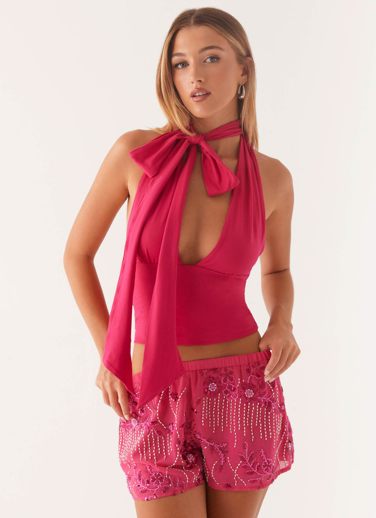 Mercer Sequin Mini Shorts - Fuchsia