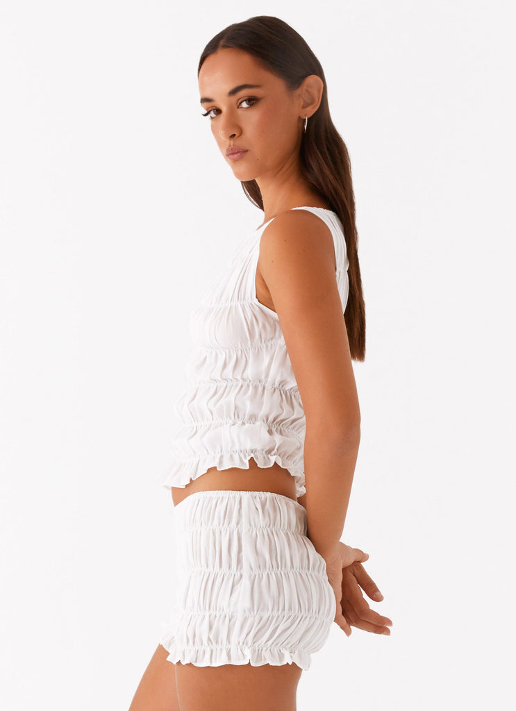 Messina Ruched Tank Top - White