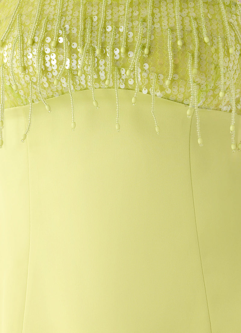 Miftie Beaded Sequin Mini Dress - Lime