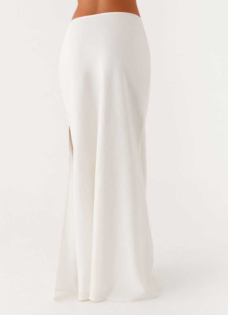 Mina Satin Maxi Skirt - White