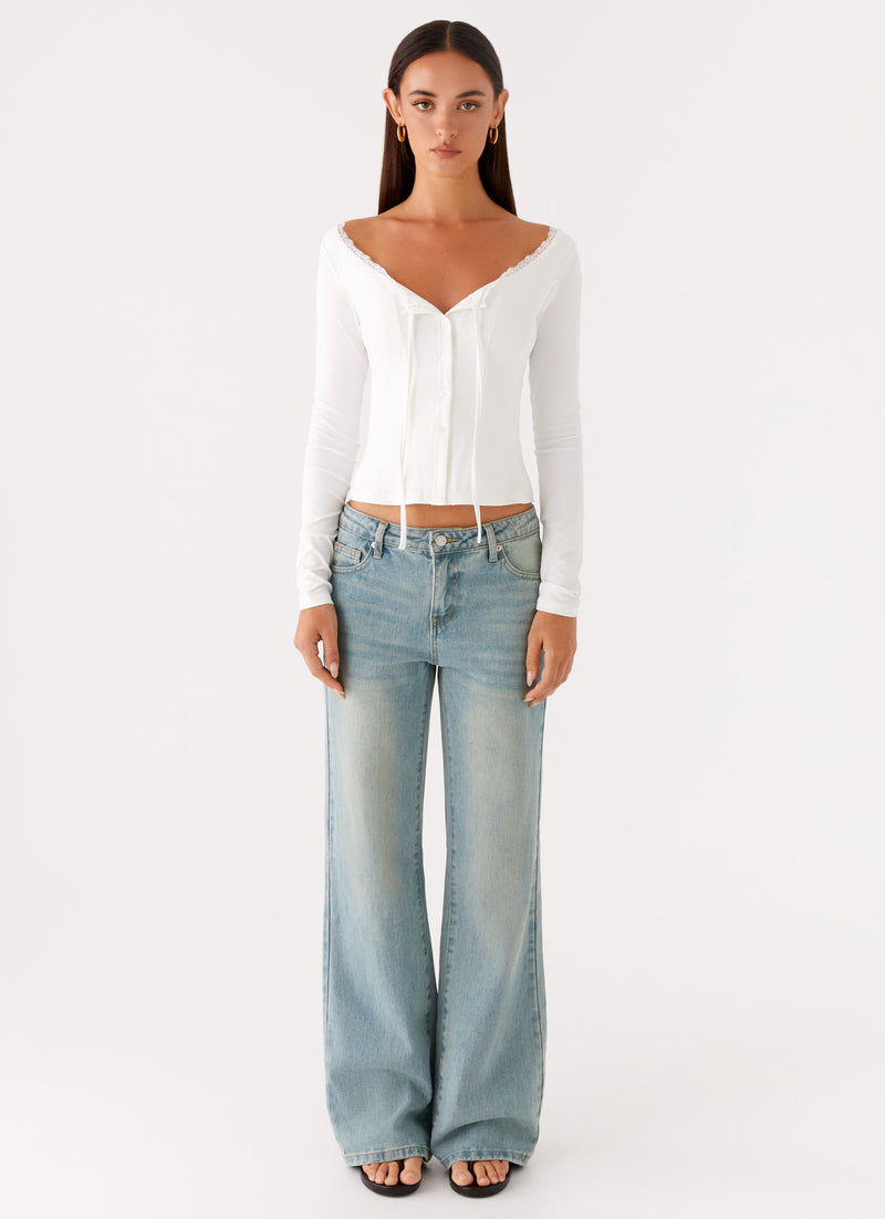 Moda Long Sleeve Top White 1 Peppermayo