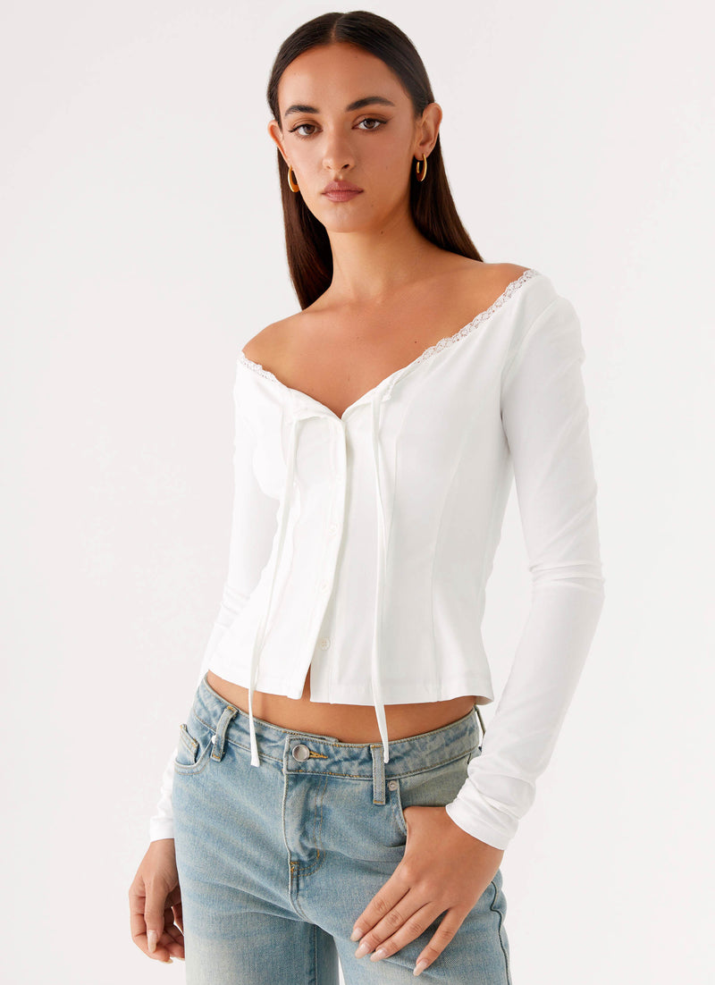 Moda Long Sleeve Top White 4 Peppermayo