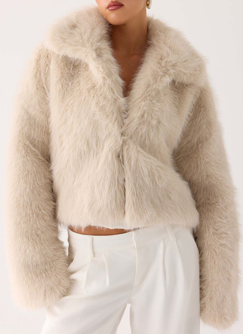 Moonscapes Faux Fur Jacket - Ivory