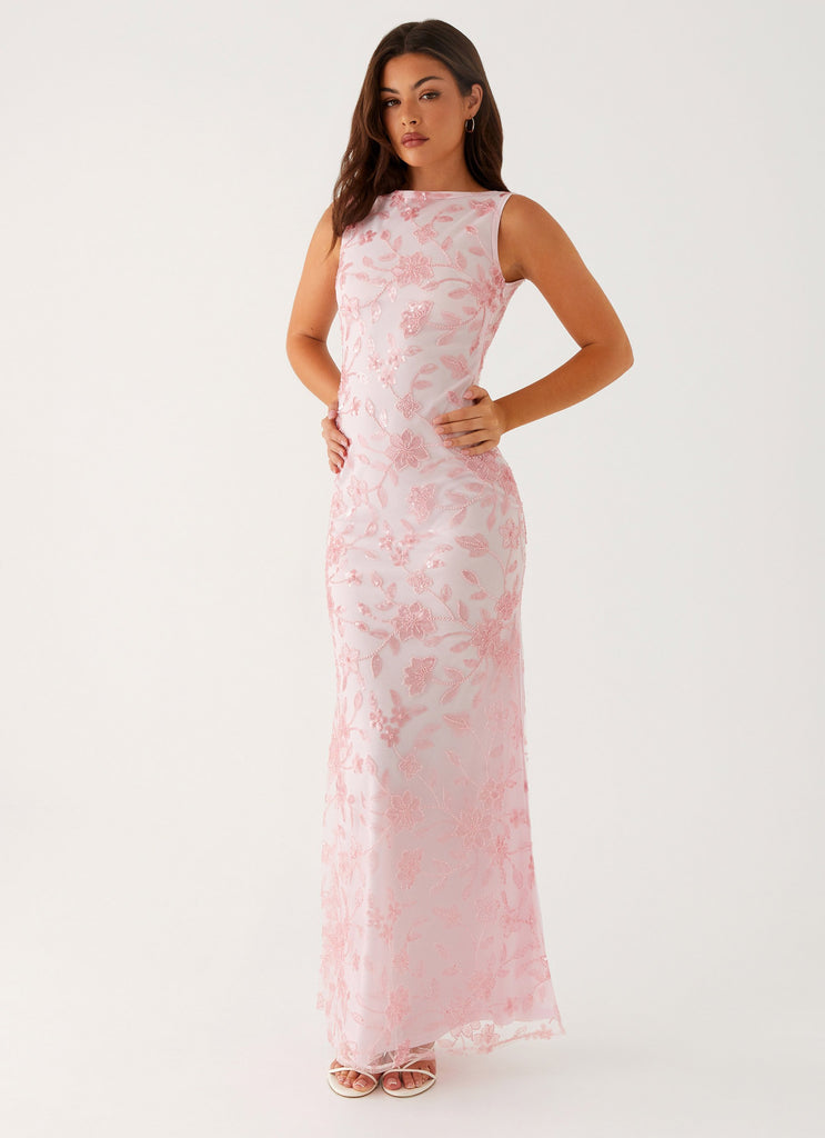 Moorey High Neck Maxi Dress - Pink