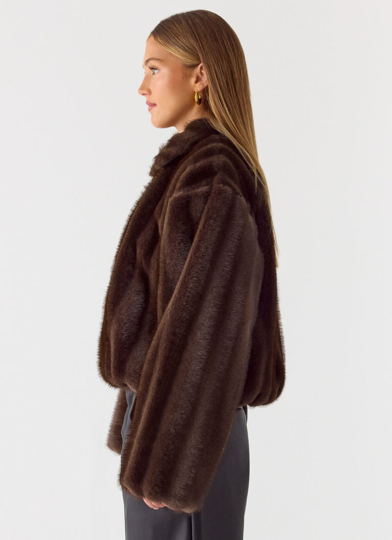Naylor Faux Fur Jacket - Chocolate