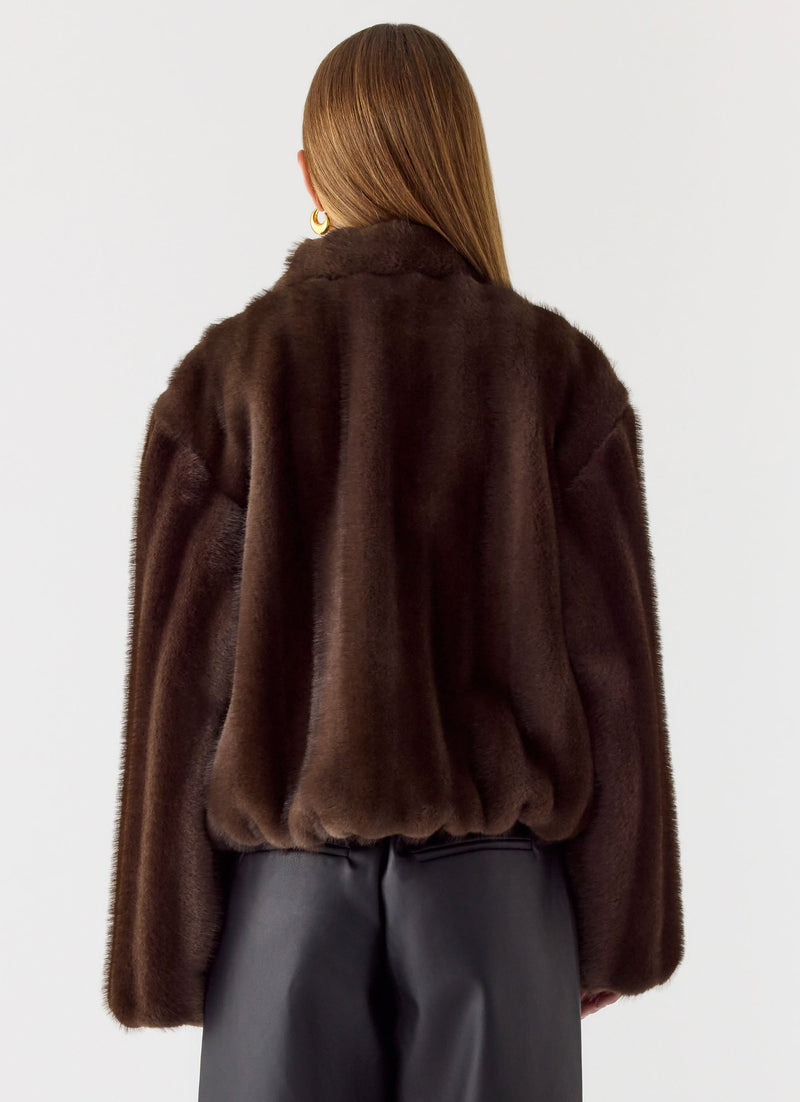 Naylor Faux Fur Jacket - Chocolate