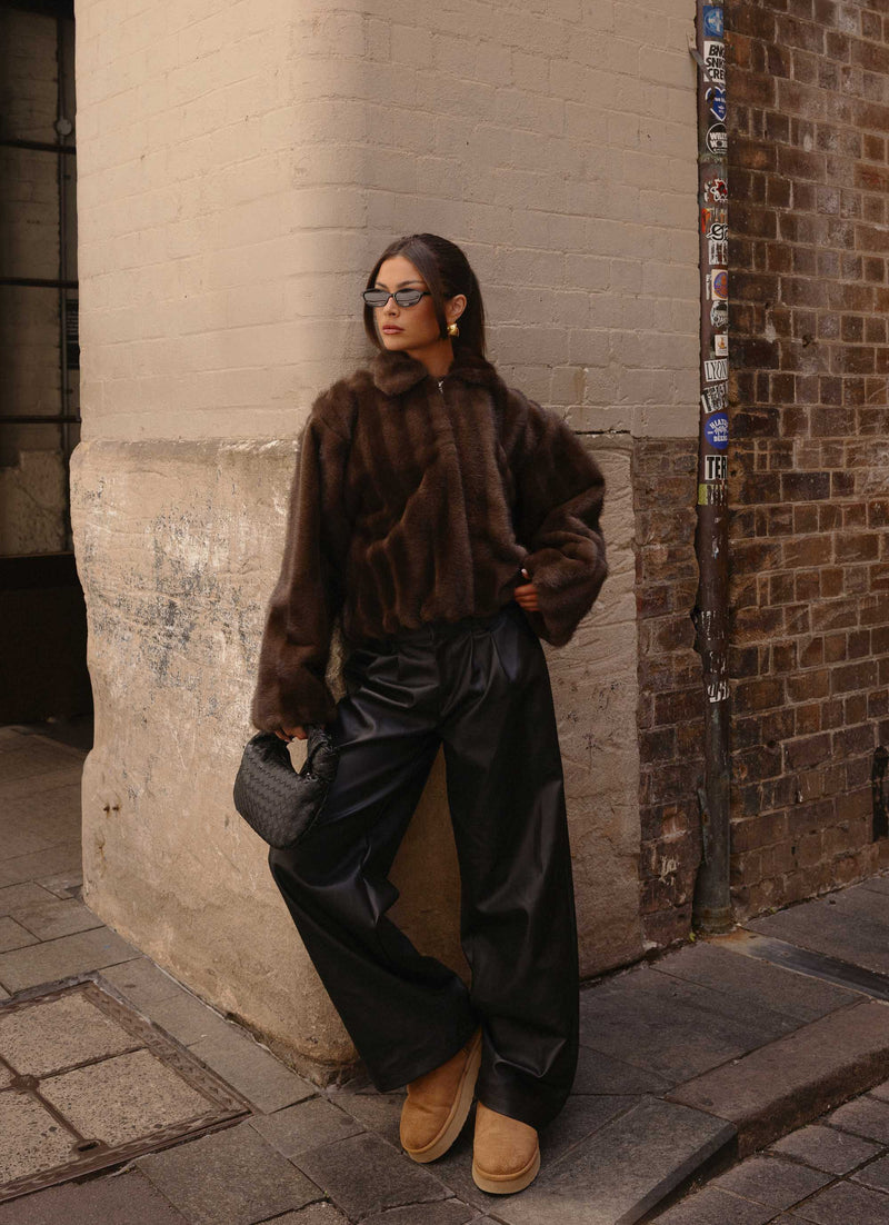 Naylor Faux Fur Jacket - Chocolate