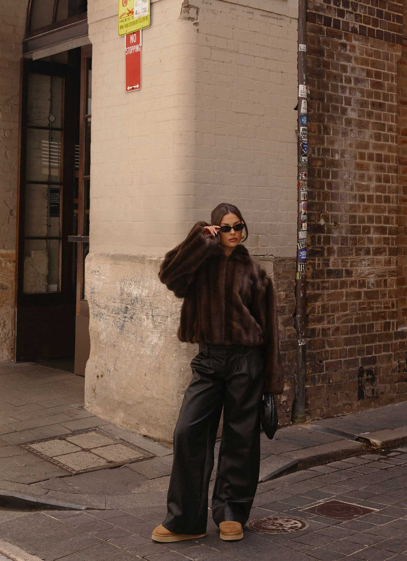 Naylor Faux Fur Jacket - Chocolate