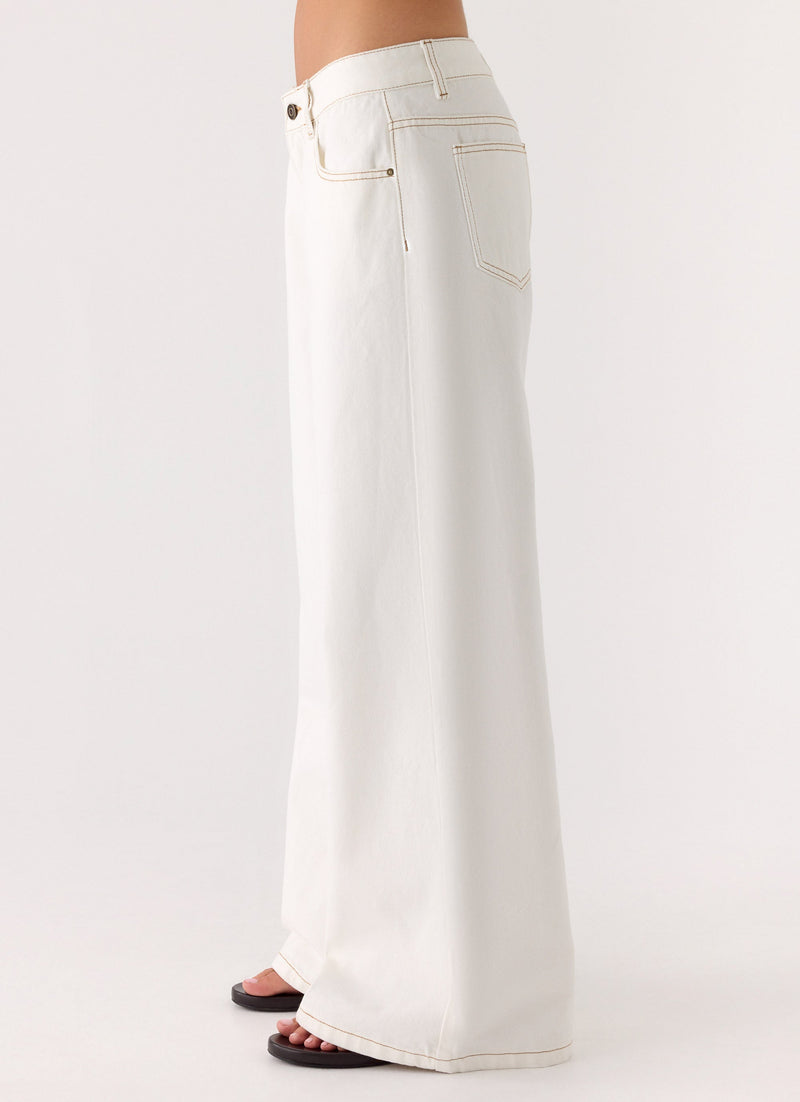 Neo Low Rise Wide Leg Jeans - Ivory