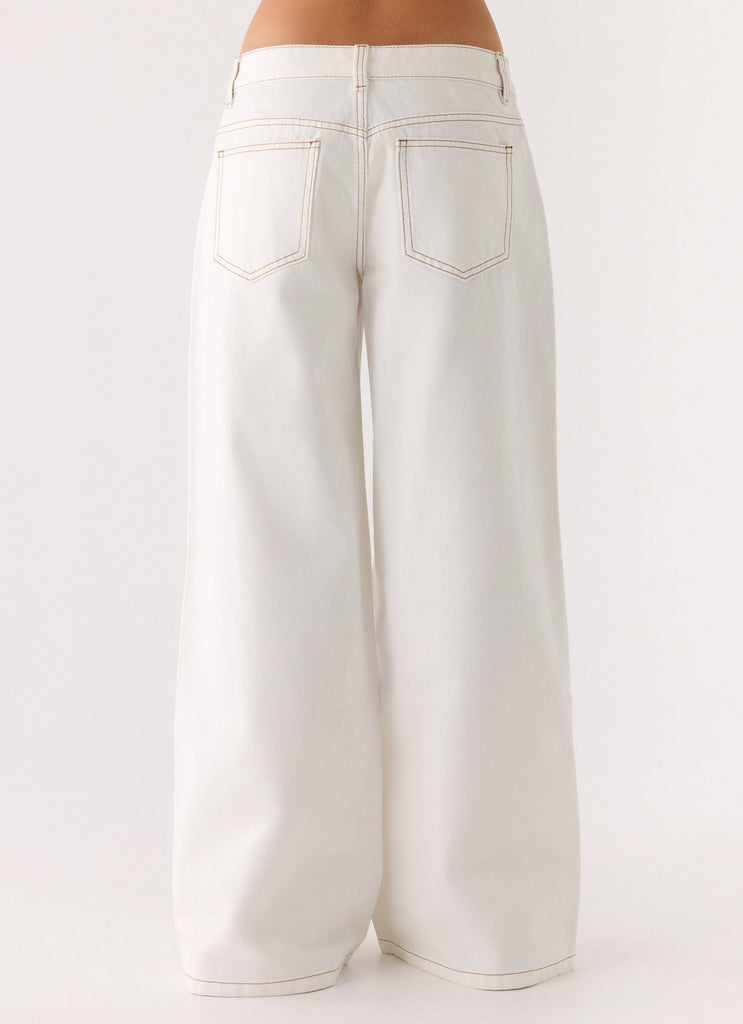 Neo Low Rise Wide Leg Jeans - Ivory – Peppermayo UK