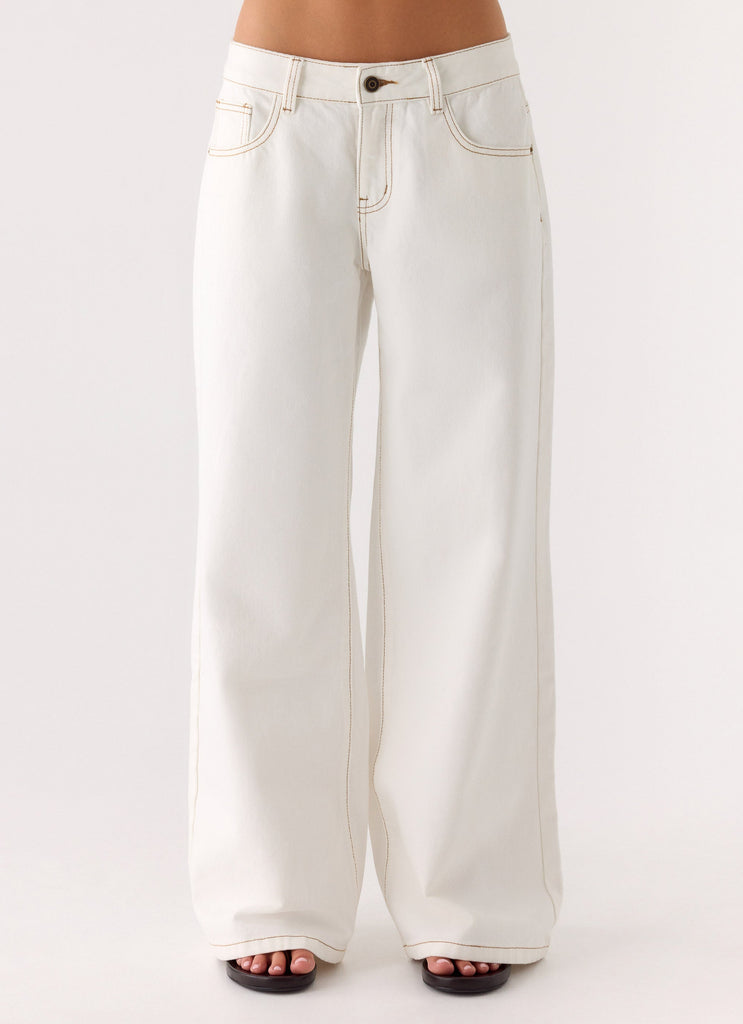 Neo Low Rise Wide Leg Jeans - Ivory – Peppermayo UK