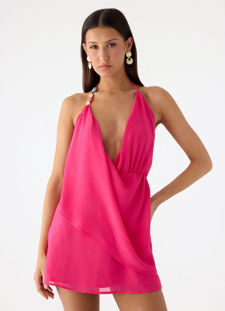 Nona Chiffon Mini Dress - Fuchsia