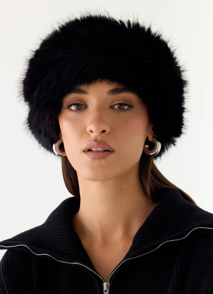 North Pole Faux Fur Headband - Black