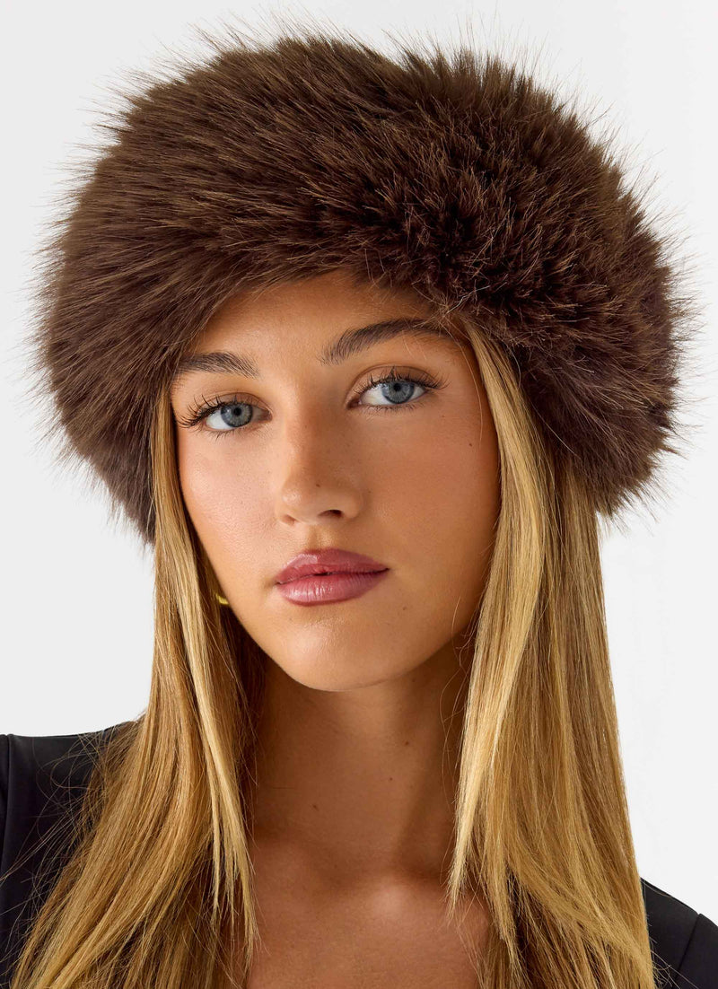 North Pole Faux Fur Headband - Chocolate