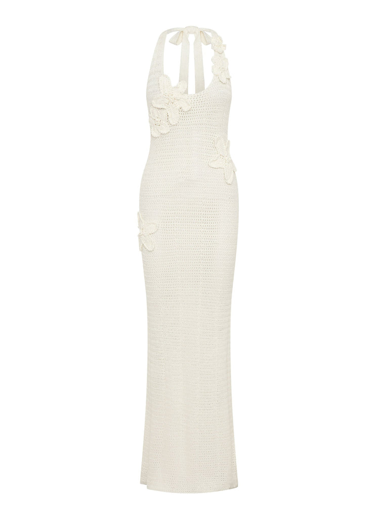 Novalee Flower Crochet Maxi Dress - Ivory