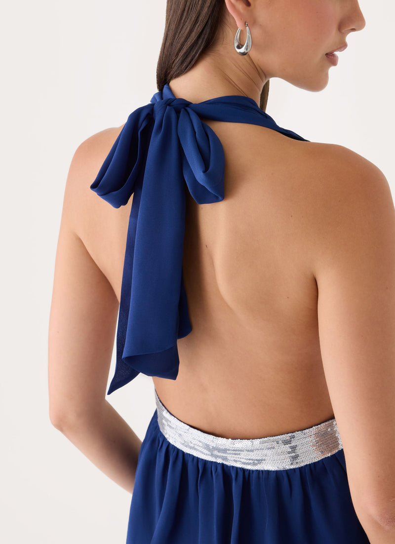 Novara Chiffon Top - Rich Blue
