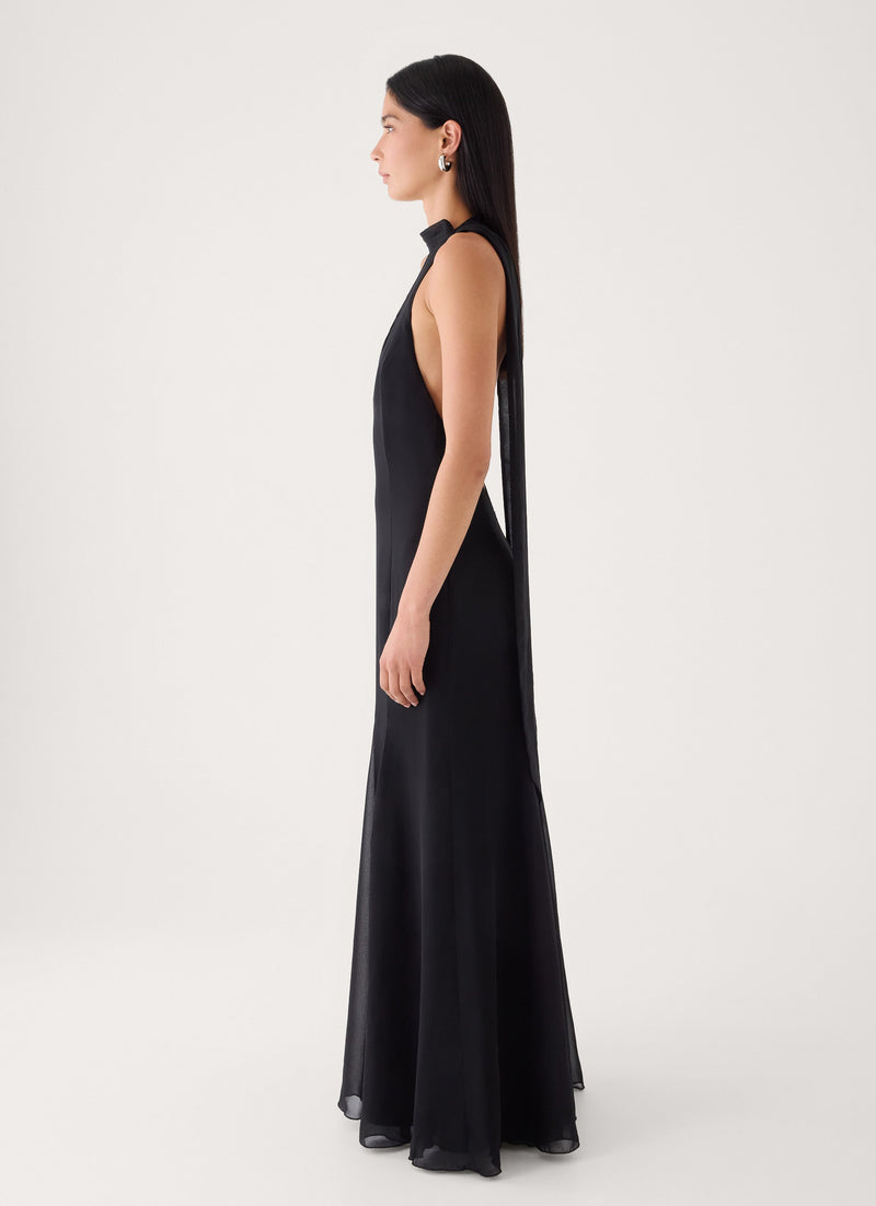 Off Script Scarf Maxi Dress - Black