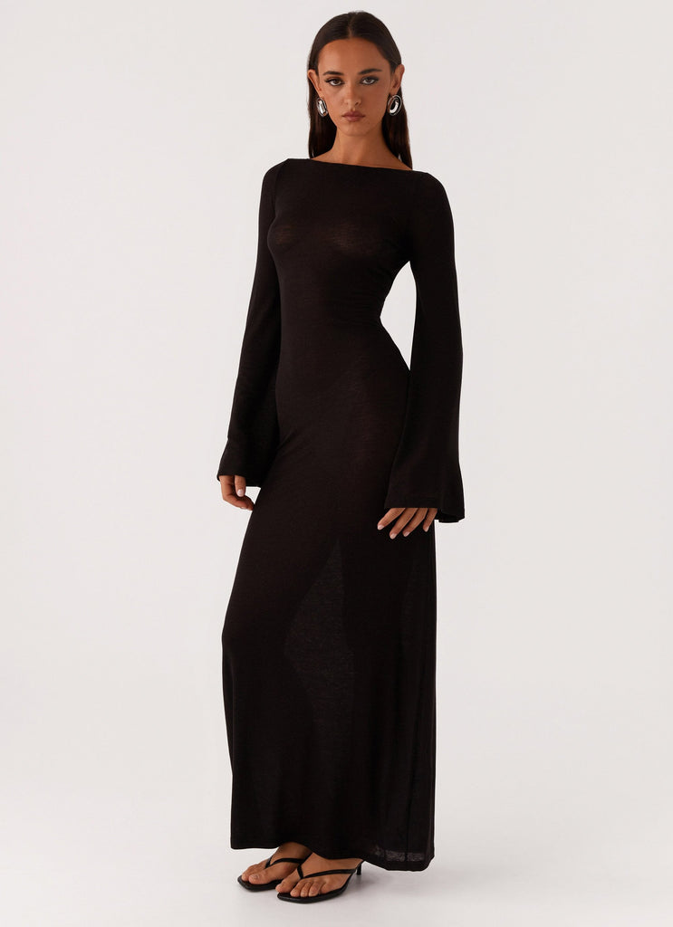 Olivia Long Sleeve Maxi Dress - Black