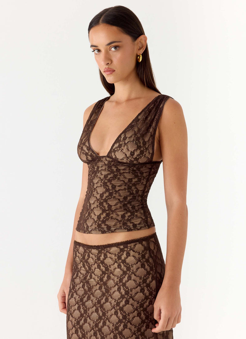 Options Lace Top - Chocolate