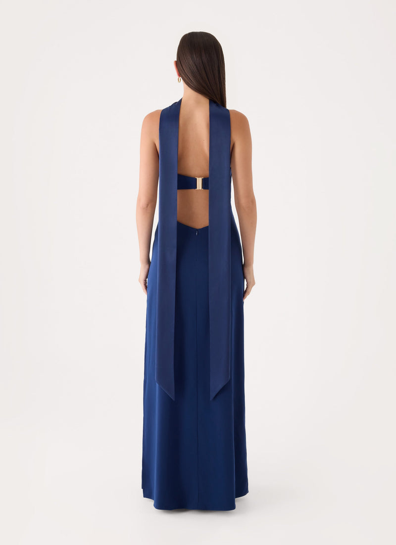 Out All Night Scarf Maxi Dress - Navy