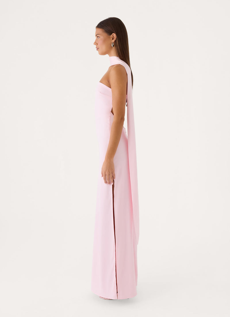 Out All Night Scarf Maxi Dress - Soft Pink