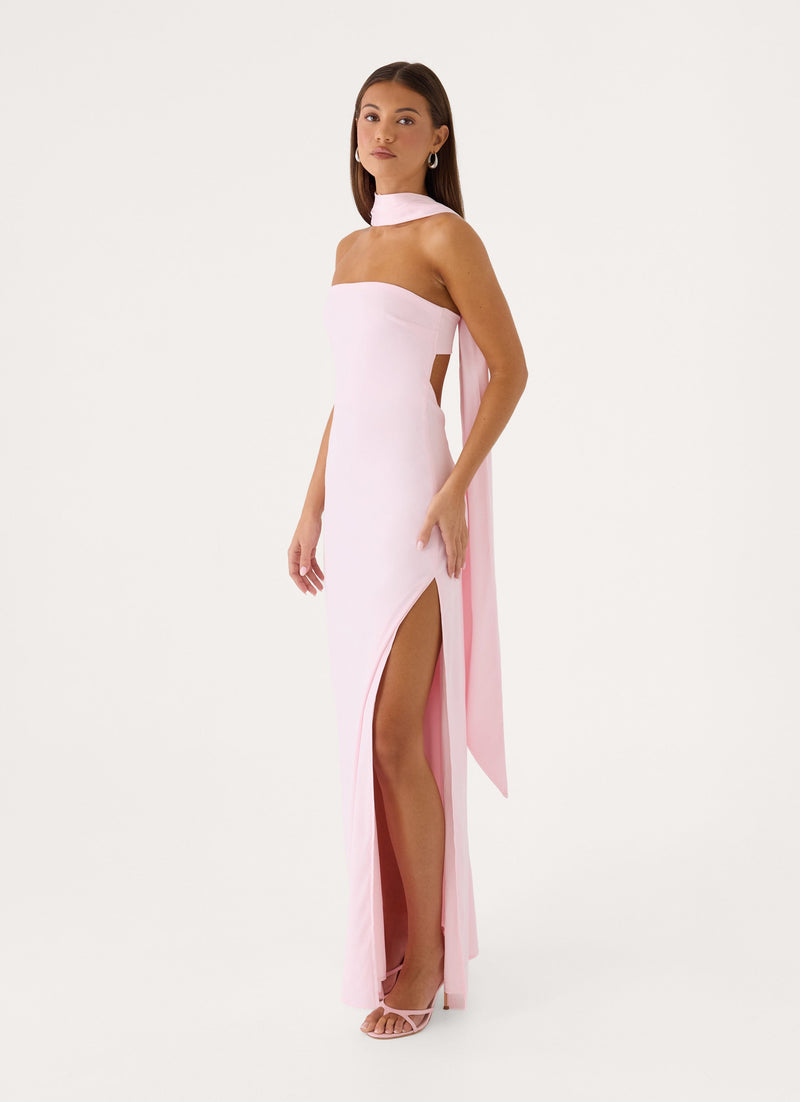 Out All Night Scarf Maxi Dress - Soft Pink