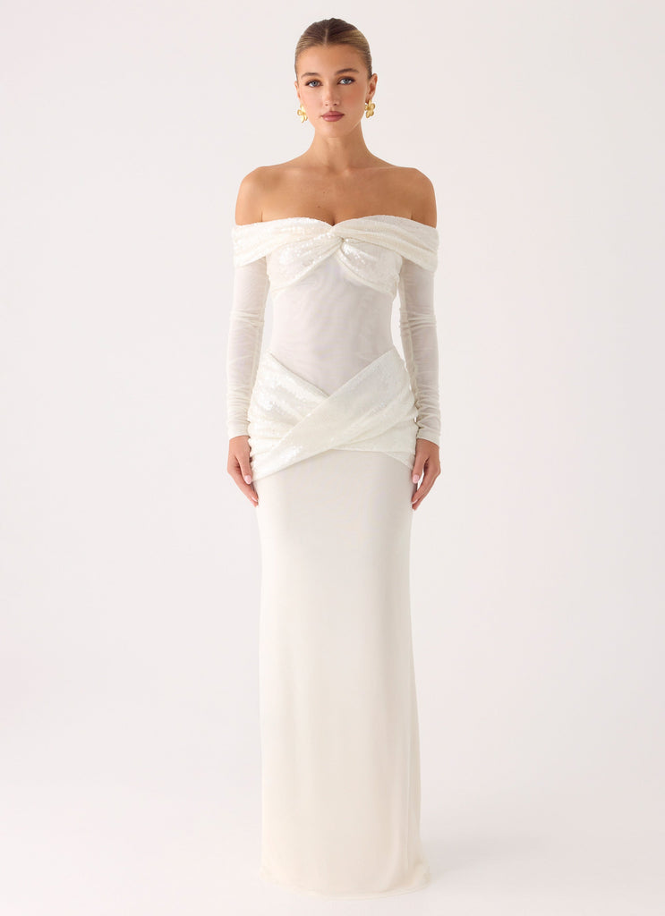 Over To You Sequin Maxi Dress - White