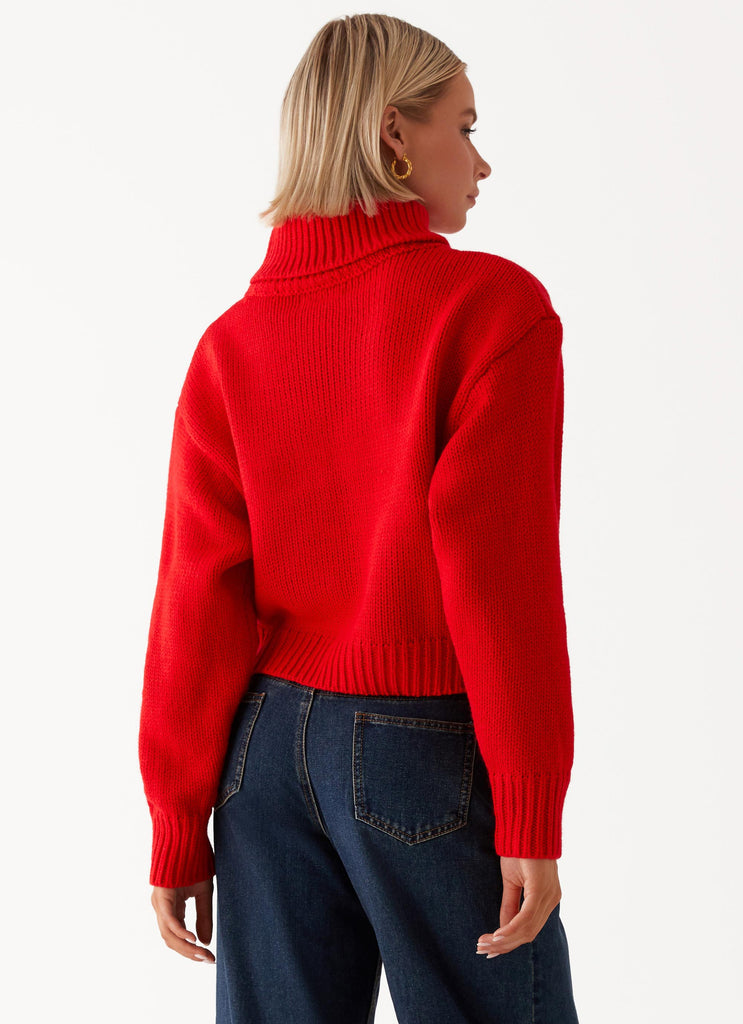 Paint The Town Red Oversized Knit Jumper - Red