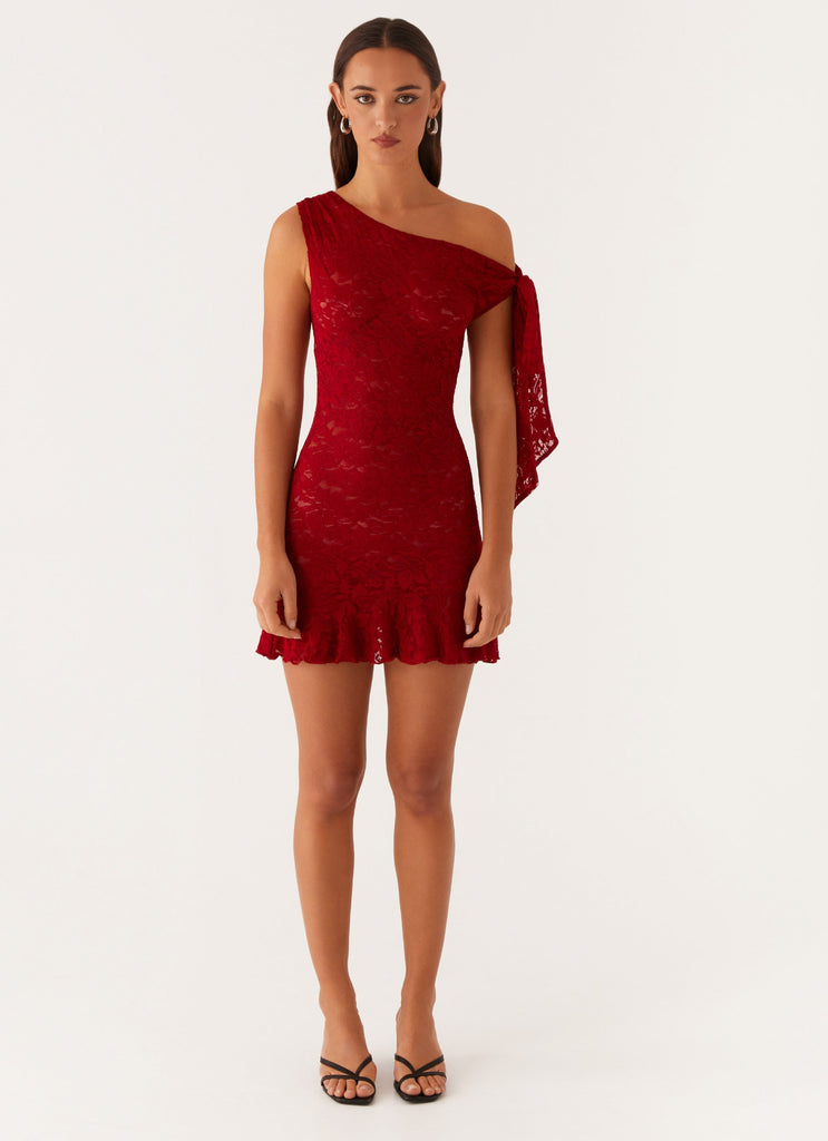 Palm House Lace Mini Dress - Red