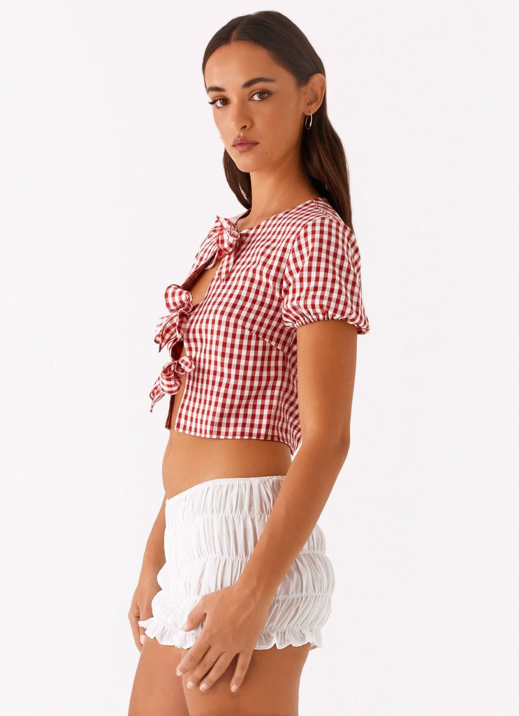 Pandora Blouse - Red Gingham