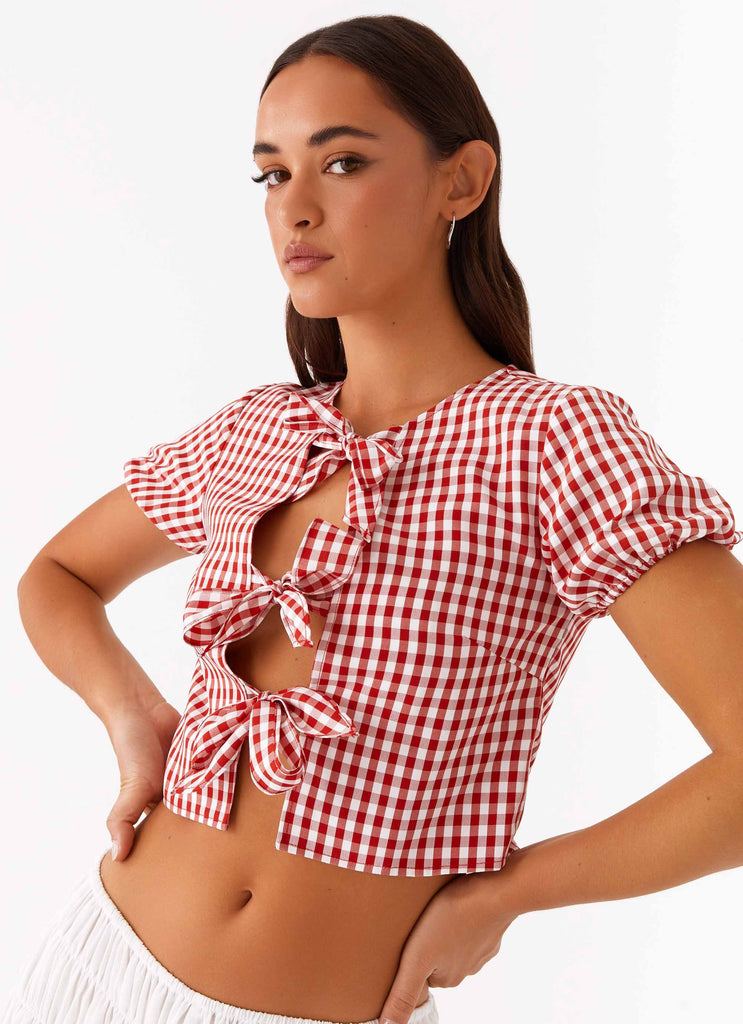 Pandora Blouse - Red Gingham