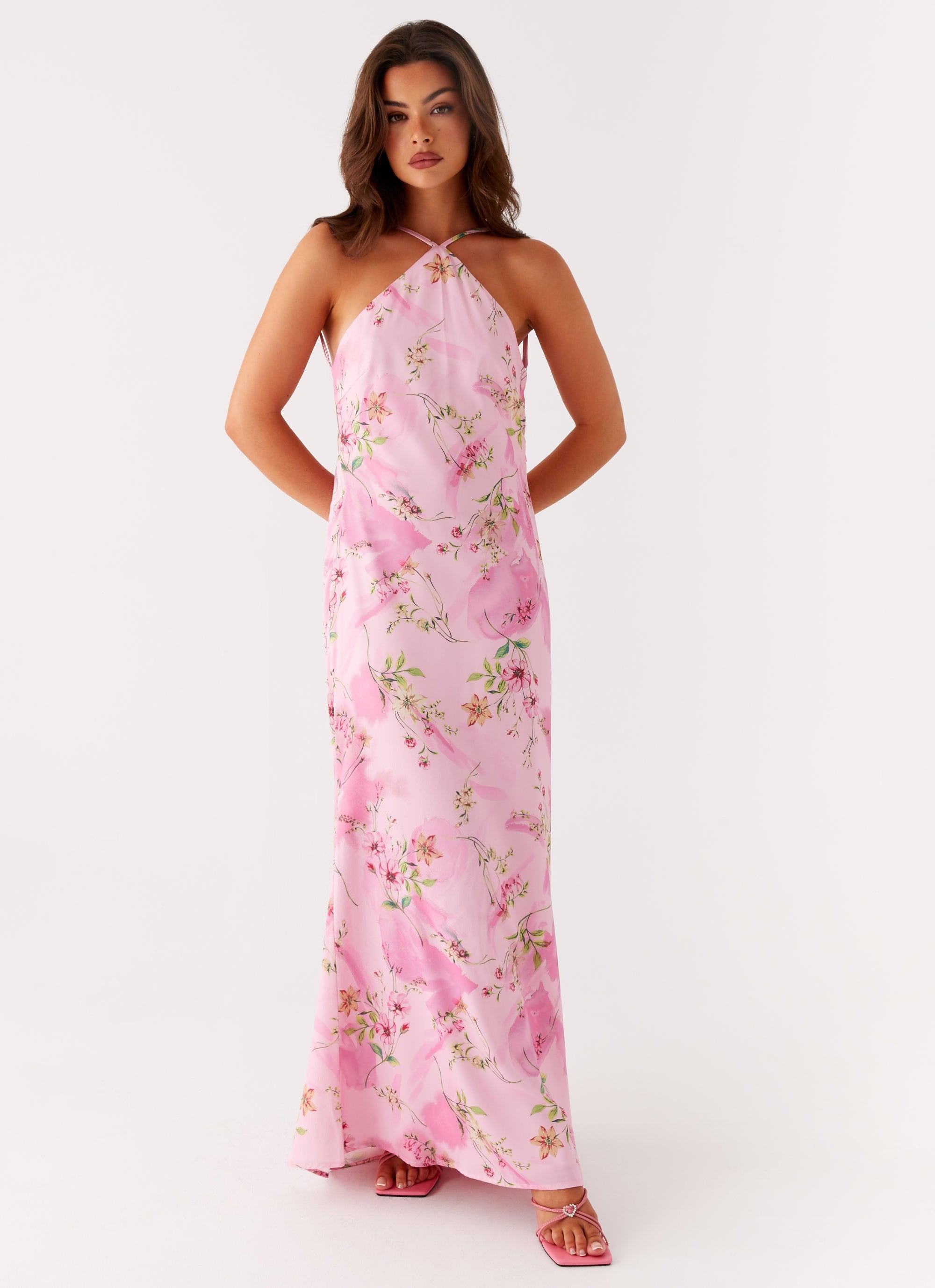 Pascal Maxi Dress - Pink Floral Print β Peppermayo UK