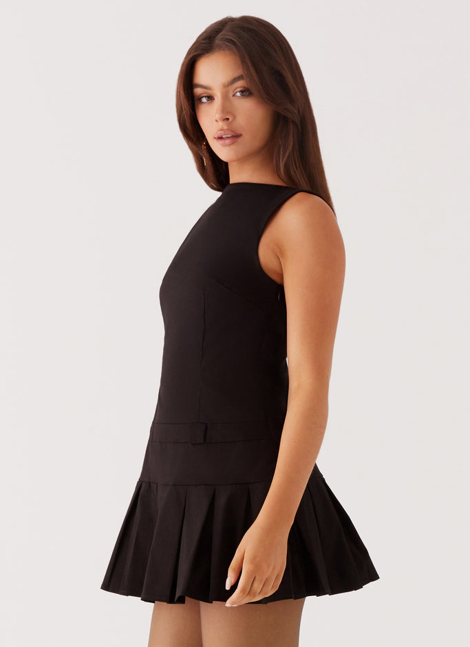Twilight Pleated Mini Dress - Black