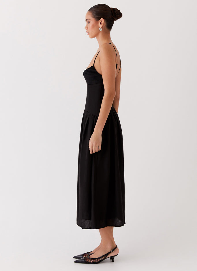Louvelle Linen Maxi Dress - Black