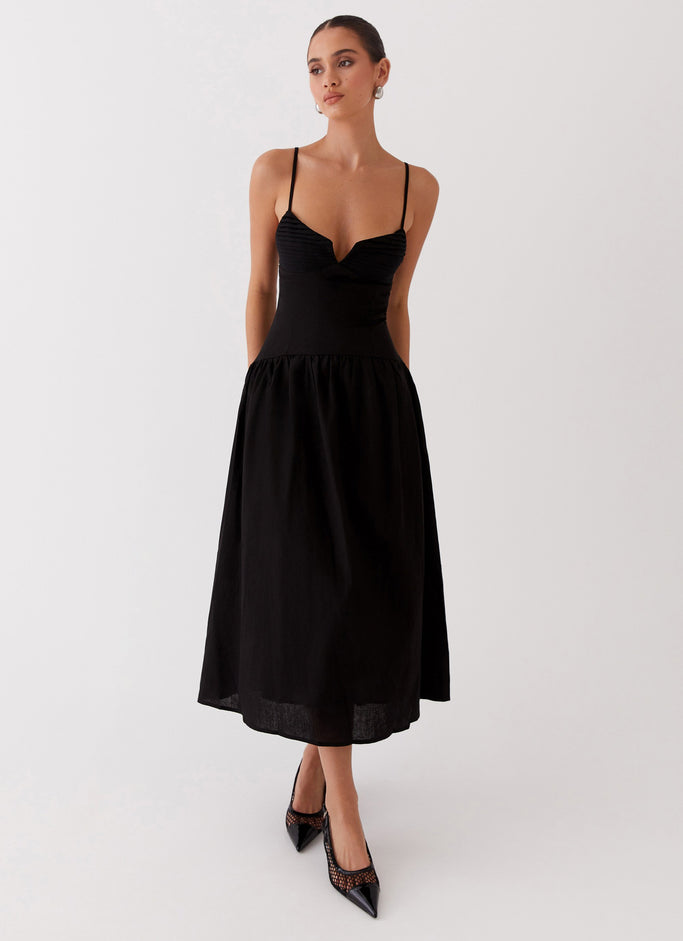 Louvelle Linen Maxi Dress - Black