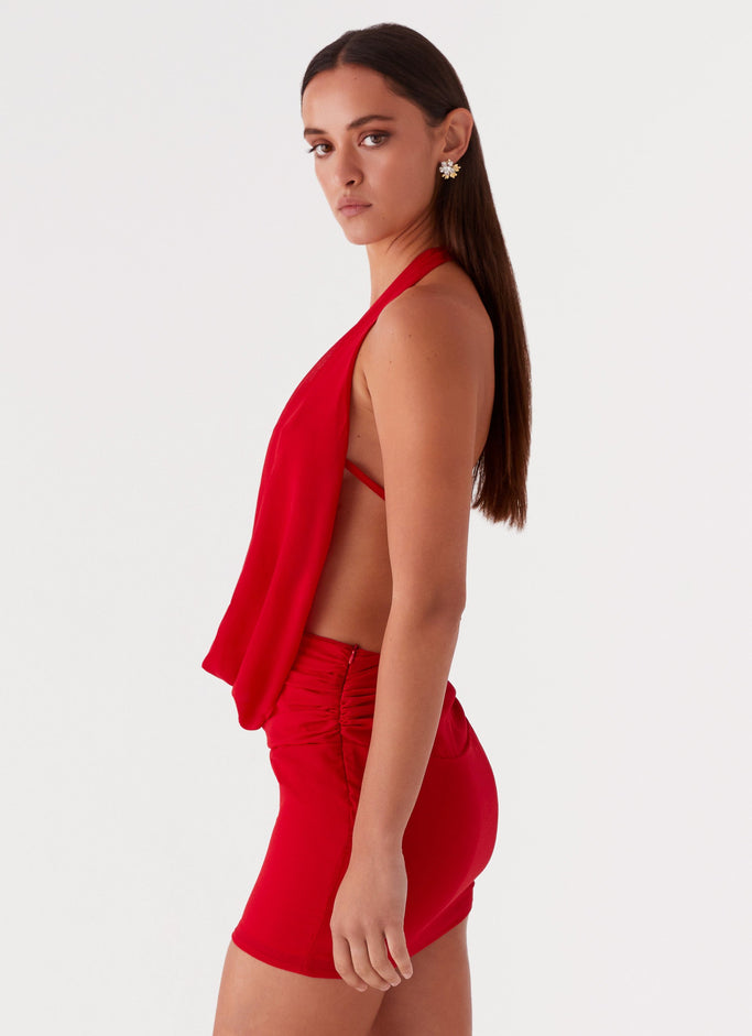 Elysia Mesh Mini Dress - Red
