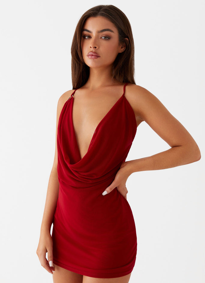 Bohemian Bliss Mesh Mini Dress - Red