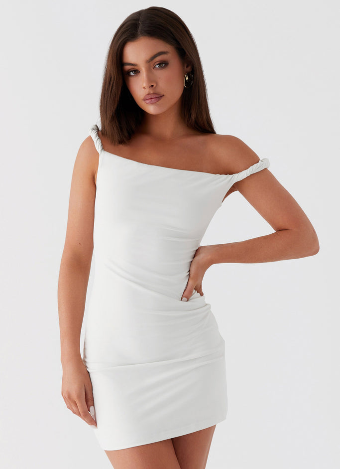 Arabella Twist Shoulder Mini Dress - Ivory
