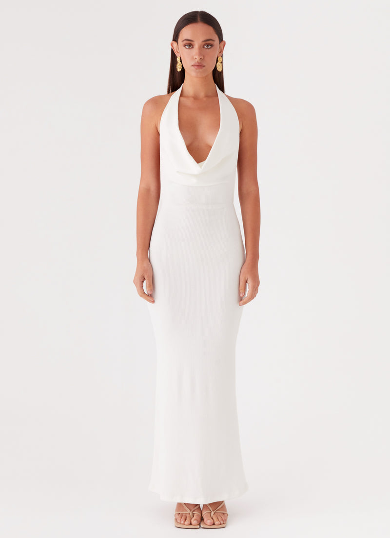 Womens Anella Maxi Dress in the colour White in front of a light grey background