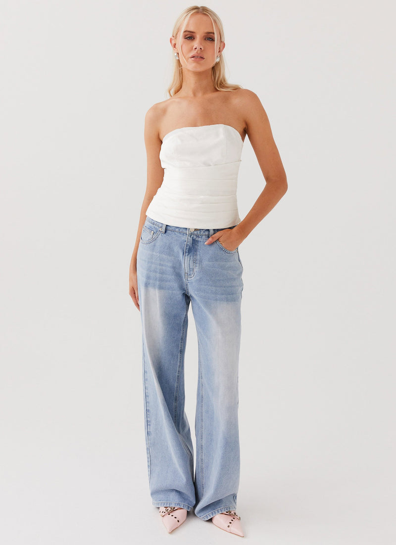 Hidden Road Pleated Corset - White