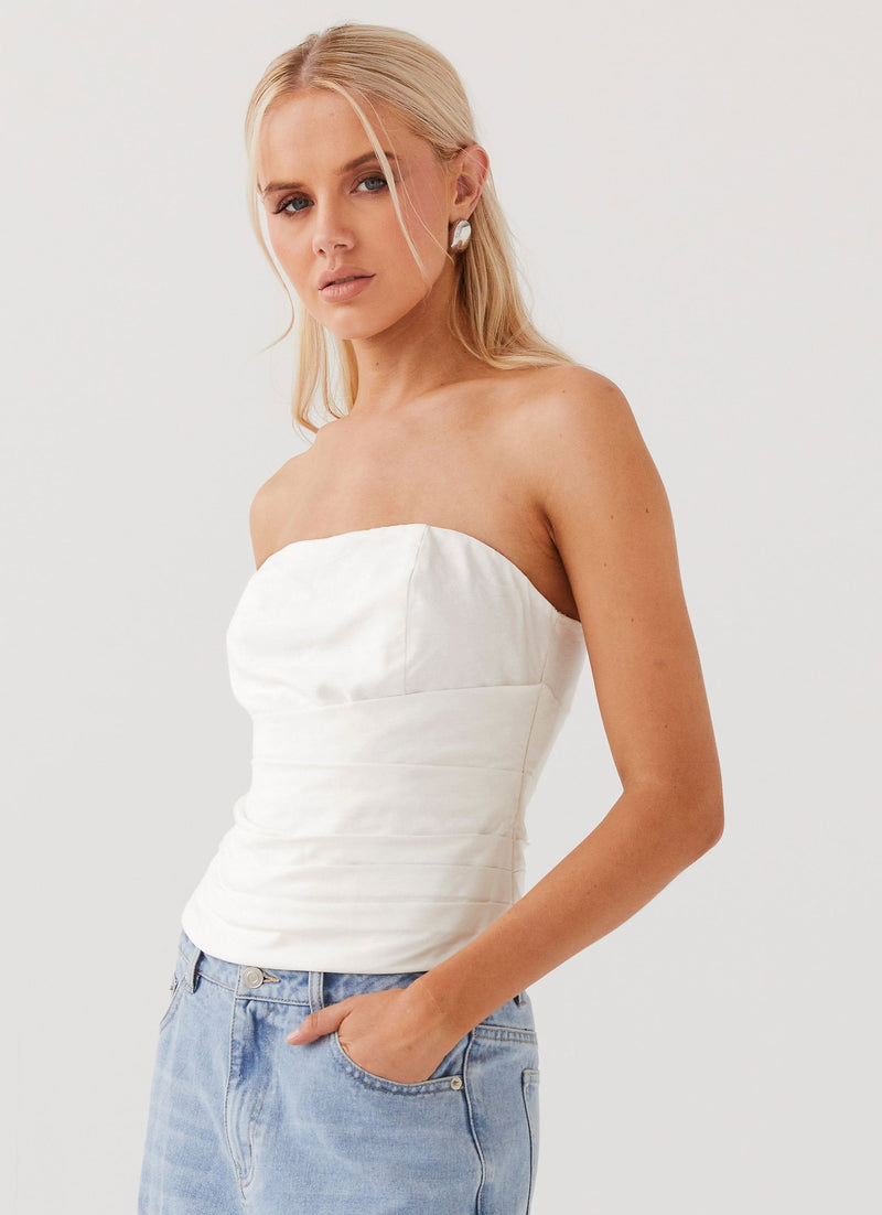Hidden Road Pleated Corset - White